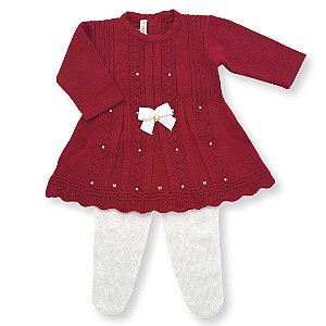 Vestido Saída de Maternidade Leque com Cristais Swarovski - Vermelho