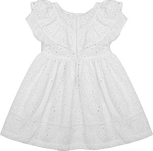 Vestido Infantil Laise Branco - Tam M a 6