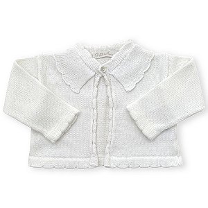 Bolero Infantil Tricô Babado Branco