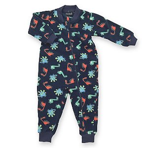 Pijama Macacão Infantil - Soft Estampa Dino - Tam 1 a 6