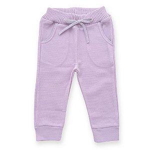 Calça Infantil Tricô Jogger Lilás - Tam G a 8