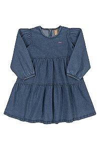 Vestido Infantil Tecido Jeans - Tam 2 a 3