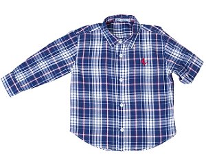 Camisa Infantil Xadrez Azul Marinho - Tam 1 a 3