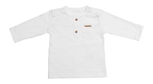 Bata Infantil Masculina Manga Longa Creme