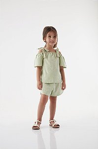 Conjunto Infantil Feminino Linho Verde