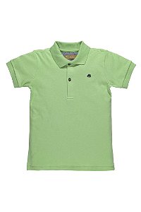 Camiseta Polo em Suedine Verde Verão - Tam 1 a 4
