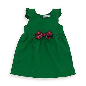 Vestido Infantil Verde Folha