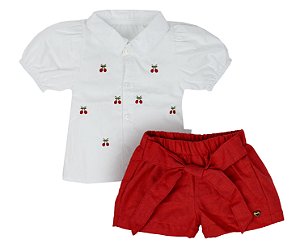 Conjunto Camisa e Short Cereja Vermelho