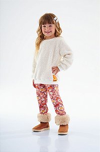 Conjunto Blusão Pelo e Calça Flanelada Estampa Ursinhos Kids