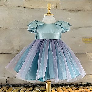 Vestido Infantil Rodado de Festa Tiffany Fundo do Mar