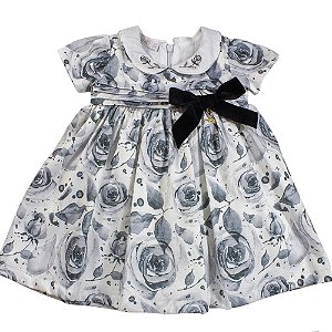 Vestido Infantil com Estampa de Rosas - Tam P ao M - Roana