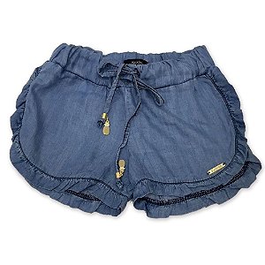 Shorts Jeans Babados - 2 a 8 anos