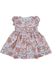 VESTIDO INFANTIL CASINHA DE ABELHA ESTAMPA FLORAL ROSA