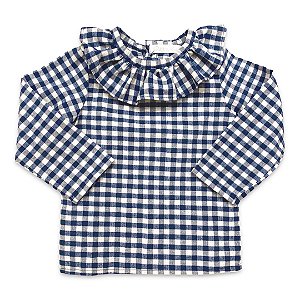 Bata Infantil Gola Redonda Xadrez Jeans