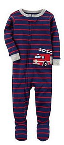 Macacão com Pezinho Listras Bombeiro