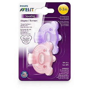 Kit 2 Chupetas Avent Soothie Bear Shape - Várias Cores