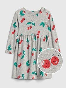 Vestido Manga Longa Cerejas