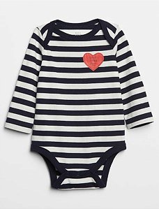 Body Manga Longa Listrado Love Lives Here