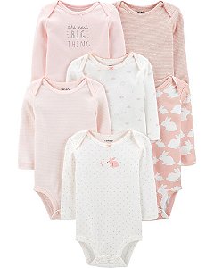 Kit com 6 Bodies Manga Longa Coelhinho