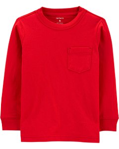 Camiseta Manga Longa Básica c/ Bolso Vermelha