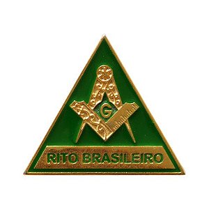 BT-114 - Pin Triângulo Rito Brasileiro com Esquadro e Compasso Verde