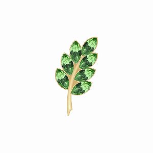 BT-256-D - Pin Acácia Grande com Strass Verde Dourado
