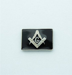 AP-014-P - Aplique Esquadro e Compasso Retangular Preto - 22x15 mm