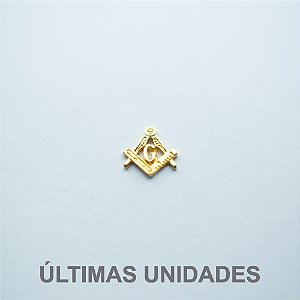 AP-024-D - Aplique Esquadro e Compasso Vazado Pequeno Dourado - 9 mm