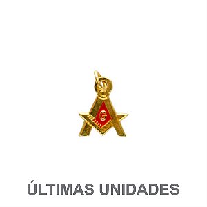 PI-001-V - Pingente Esquadro e Compasso Pequeno Vermelho