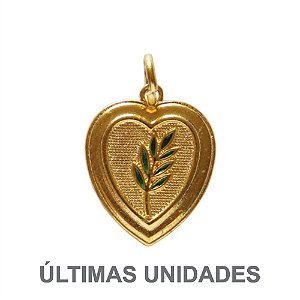 PI-014-D - Pingente Coração com Acácia Dourado