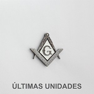 AP-036-G - Aplique Esquadro e Compasso Branco Grafite com Grampo - 33x31 mm