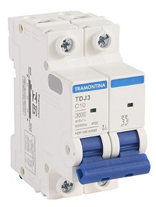 DISJUNTOR BIPOLAR 16A DIN BRANCO - TRAMONTINA