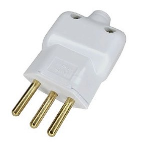 PLUG PINO MACHO ILUMI 3 PINOS 10 AMPERES BRANCO