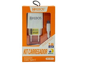 CARREGADOR USB 2.4A CABO TYPE-C HS-150C - HREBOS