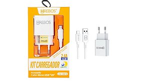 CARREGADOR USB 2.4A CABO V8 HS-150V - HREBOS