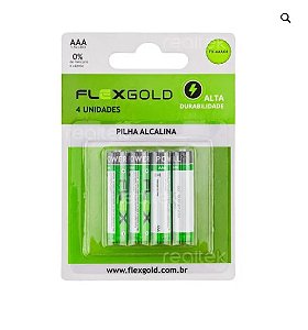 PILHA AAA 1,5V ALCALINA CARTELA C/ 4 LR03 - FLEX GOLD
