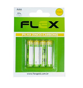 PILHA AAA 1,5V ZINCO-CARBONO CARTELA C/ 4 R3 - FLEX GOLD
