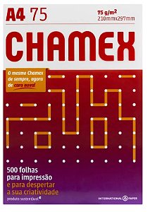 PAPEL A4 CHAMEX RESMA 500 FOLHAS 75G 210X297 BRANCO