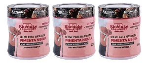Kit 3 Creme de massagem Pimenta Negra 220g – Rhenuks