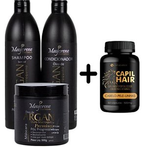 Kit Óleo De Argan Ouro Marroquino Maycrene + Capil Hair