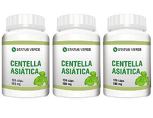 Kit 3 Centella Asiática 360 Cápsulas - 500mg Status Verde