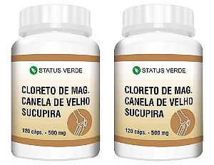 Kit 2 Cloreto de Magnésio Canela de Velho e Sucupira 240 Cáps. - 500mg Status Verde