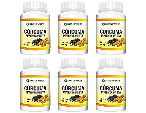 Kit 6 Cúrcuma Pimenta Preta 720 Cápsulas - 500 mg Status Verde
