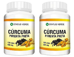 Kit 2 Cúrcuma Pimenta Preta 240 Cápsulas - 500 mg Status Verde