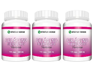 Kit 3 Colágeno Hidrolizado Femme 360cáps 500mg - Status Verde