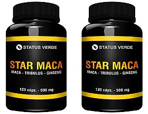 Kit 2 Star Maca -Tribulus - Ginseng 240 cáps 500mg - Status Verde