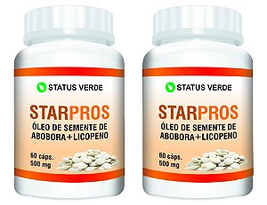 Kit 2 StarPros Óleo de Semente de Abobora+Licopeno 120cáps 500mg-Status Verde