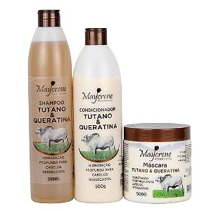 Kit Tutano E Queratina Maycrene ( Shampoo 500ml, Condiconador 500ml, Máscara 500ml)