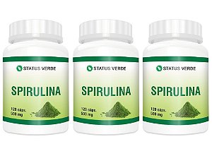 Kit 3 Spirulina 500mg 360 Cápsulas - Status Verde