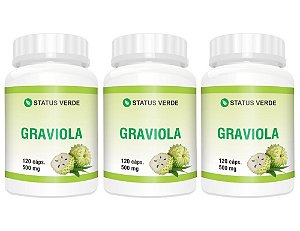 Kit 3 Graviola 500mg 360 Cápsulas - Status Verde
